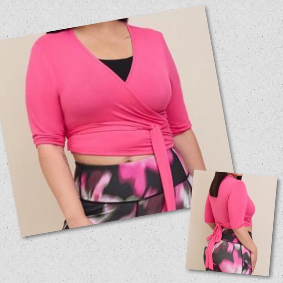 torrid Tops - Torrid 5X Crop Short Sleeve Wrap Tee - Super Soft Jersey